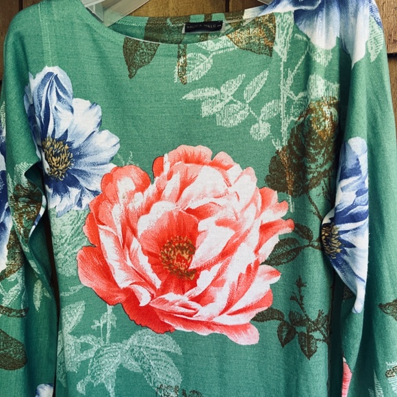 Nally & Millie 🇺🇸 Floral Print Long Sleeve Knit Shift Sweater Dress Tunic M - Picture 8 of 13